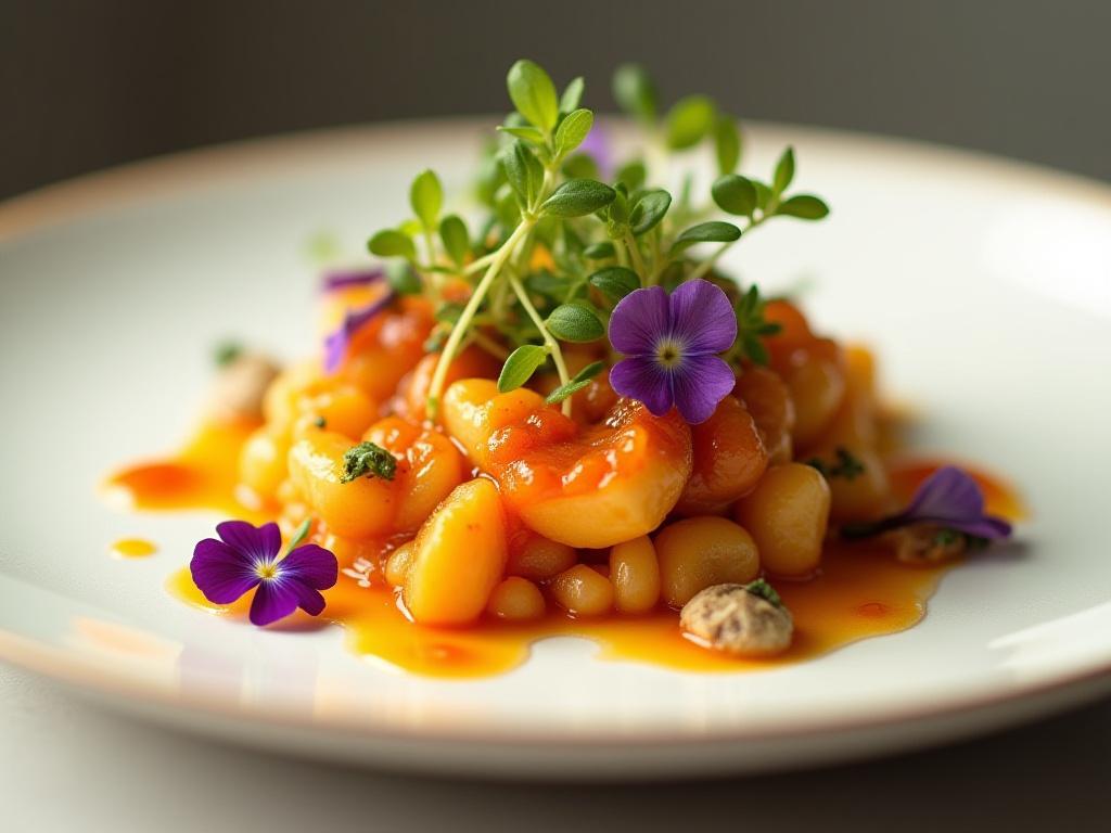Fotografía gastronómica artística con emplatado elegante