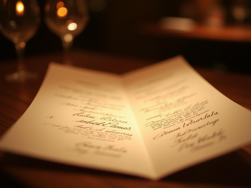 Menú caligráfico para restaurante elegante