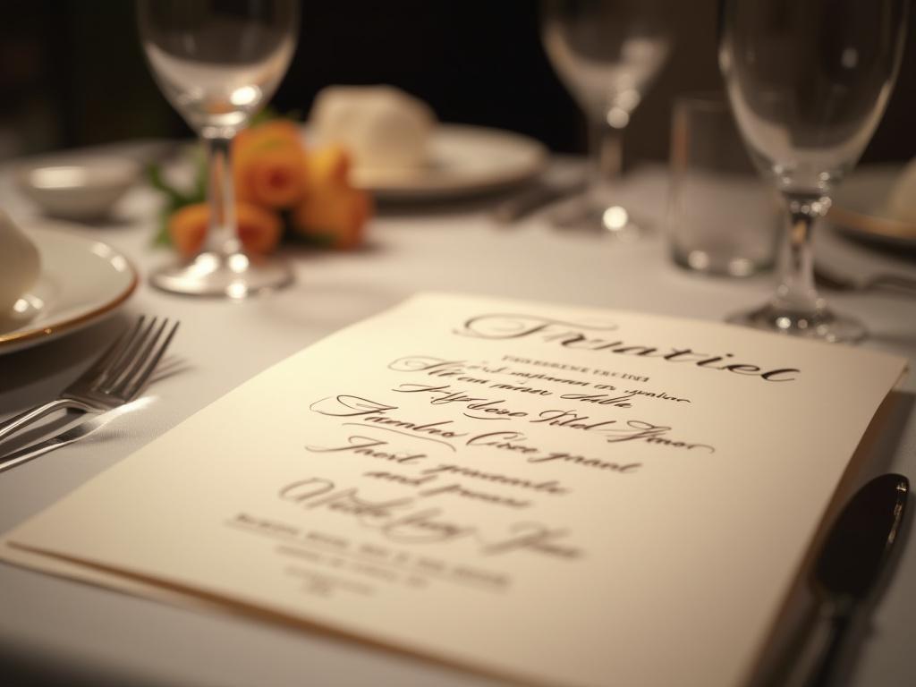 Menús exclusivos escritos a mano para chefs privados