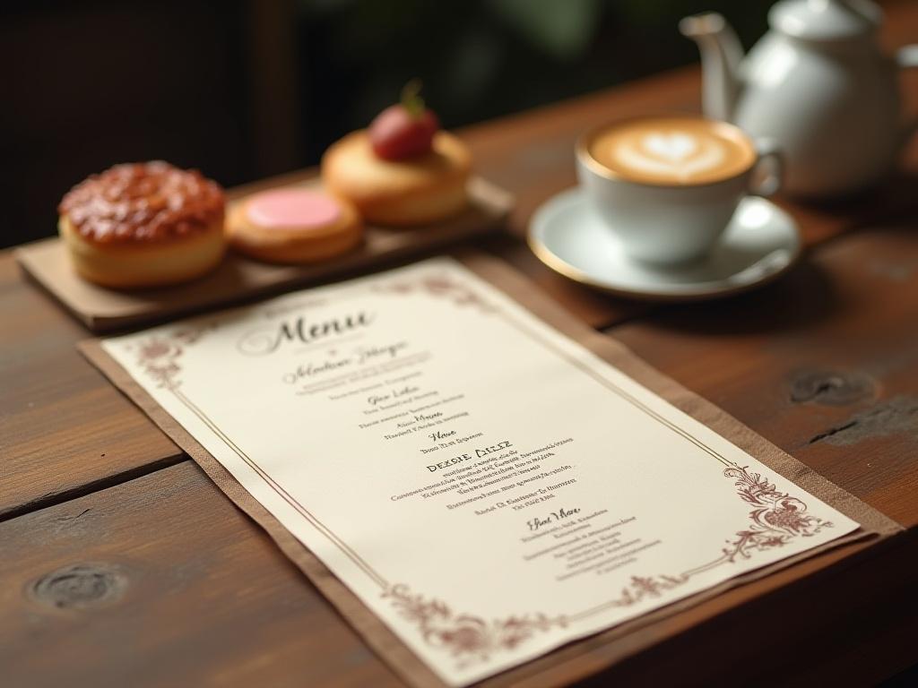 Menús elegantes para cafeterías con caligrafía artística